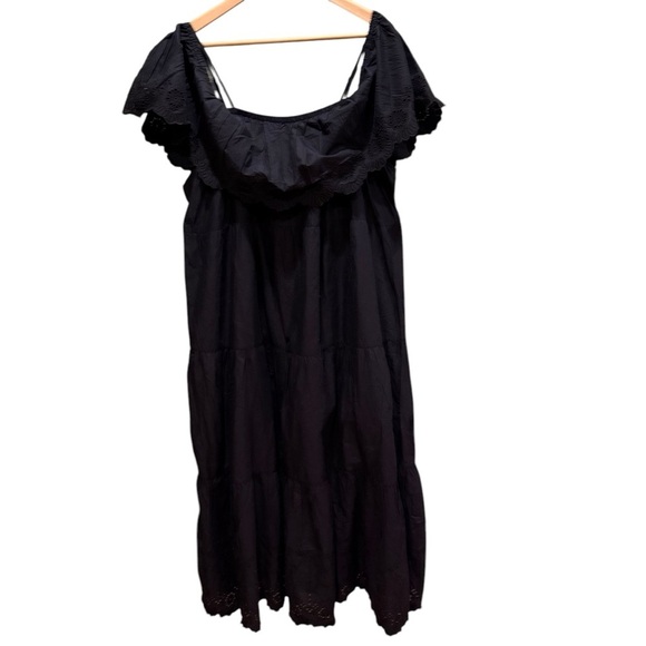Old Navy New Black Eyelet Maxi Swing Dress XXL Festival Hippie Boho Peasant - Picture 6 of 10
